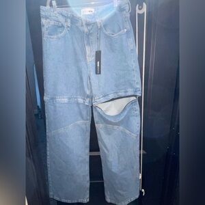 Fashion Nova Light Blue Baggy fit Jeans with removable pants size 9 BRAND NEW!
